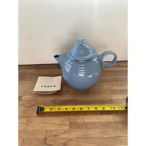 Copco Homer Laughlin Fiestaware kettle, vintage, blue never used, with pamphlet